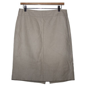 Women's J. Crew 15455 Ivory Bone Linen Cotton Pull On Zip Up Pencil Skirt Size 6